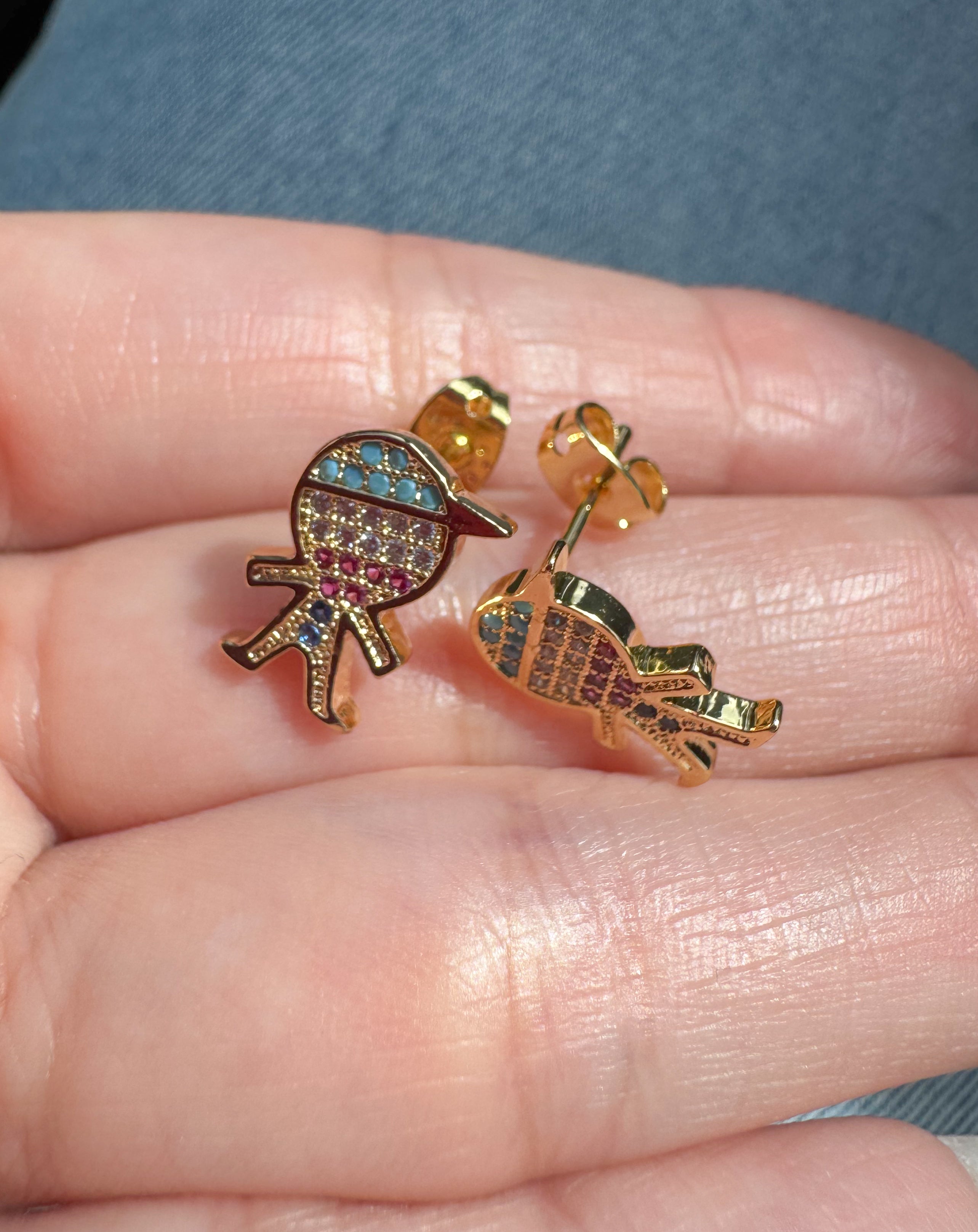 Colorful Kid Style Gold Earring