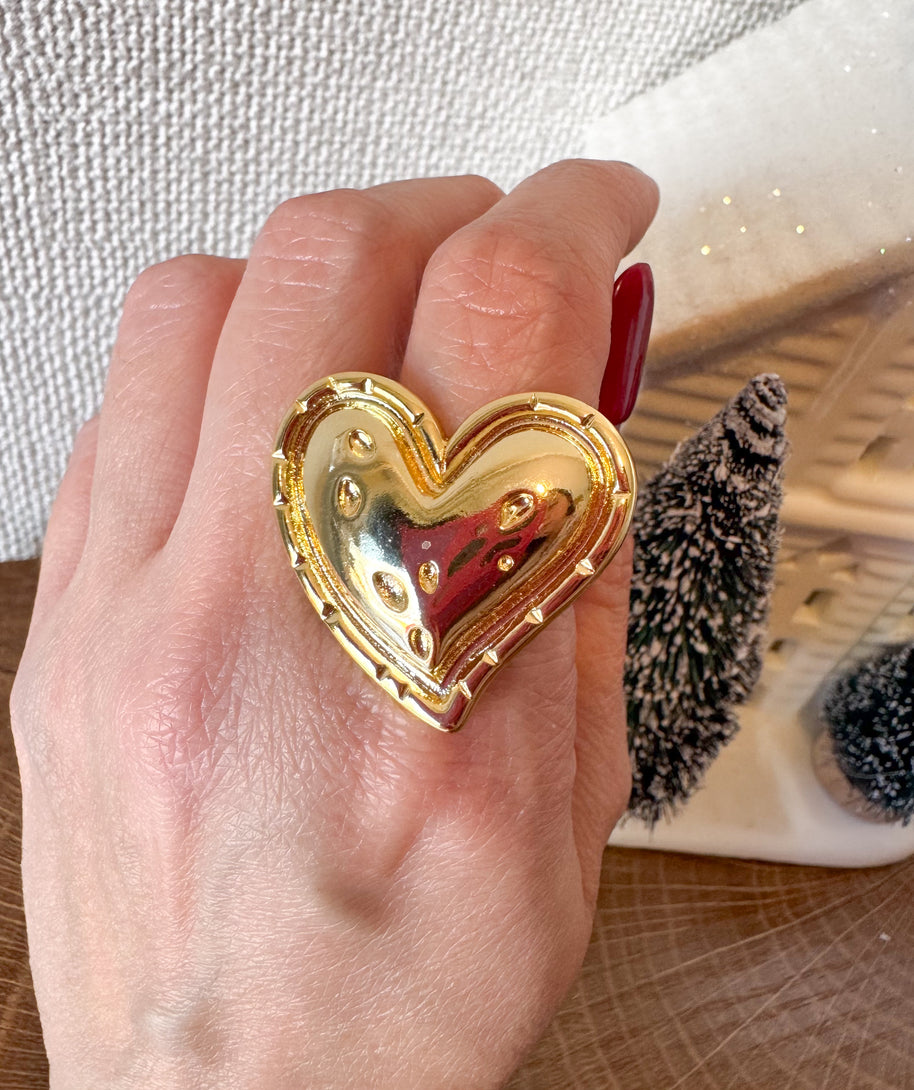 Big Golden Heart Ring