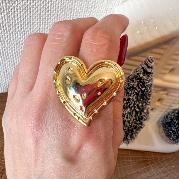 Big Golden Heart Ring