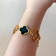 Black and Gold Clover Sillhouette Steel Bracelet