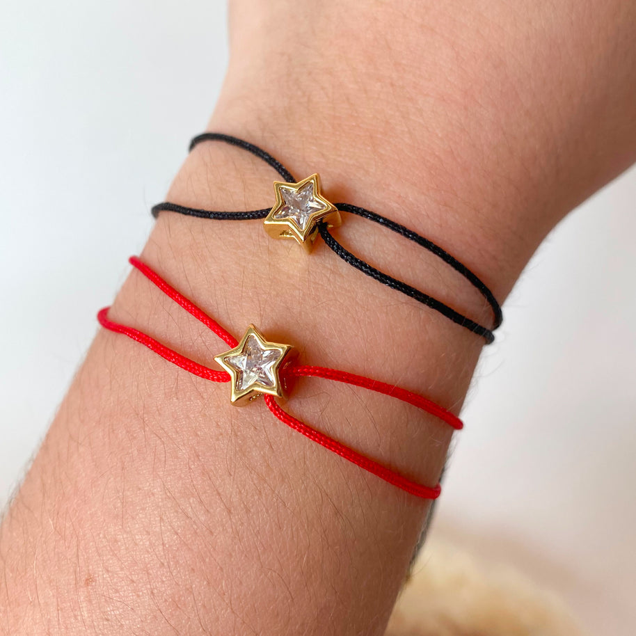 Black or Red Star Crystal Thread Bracelets