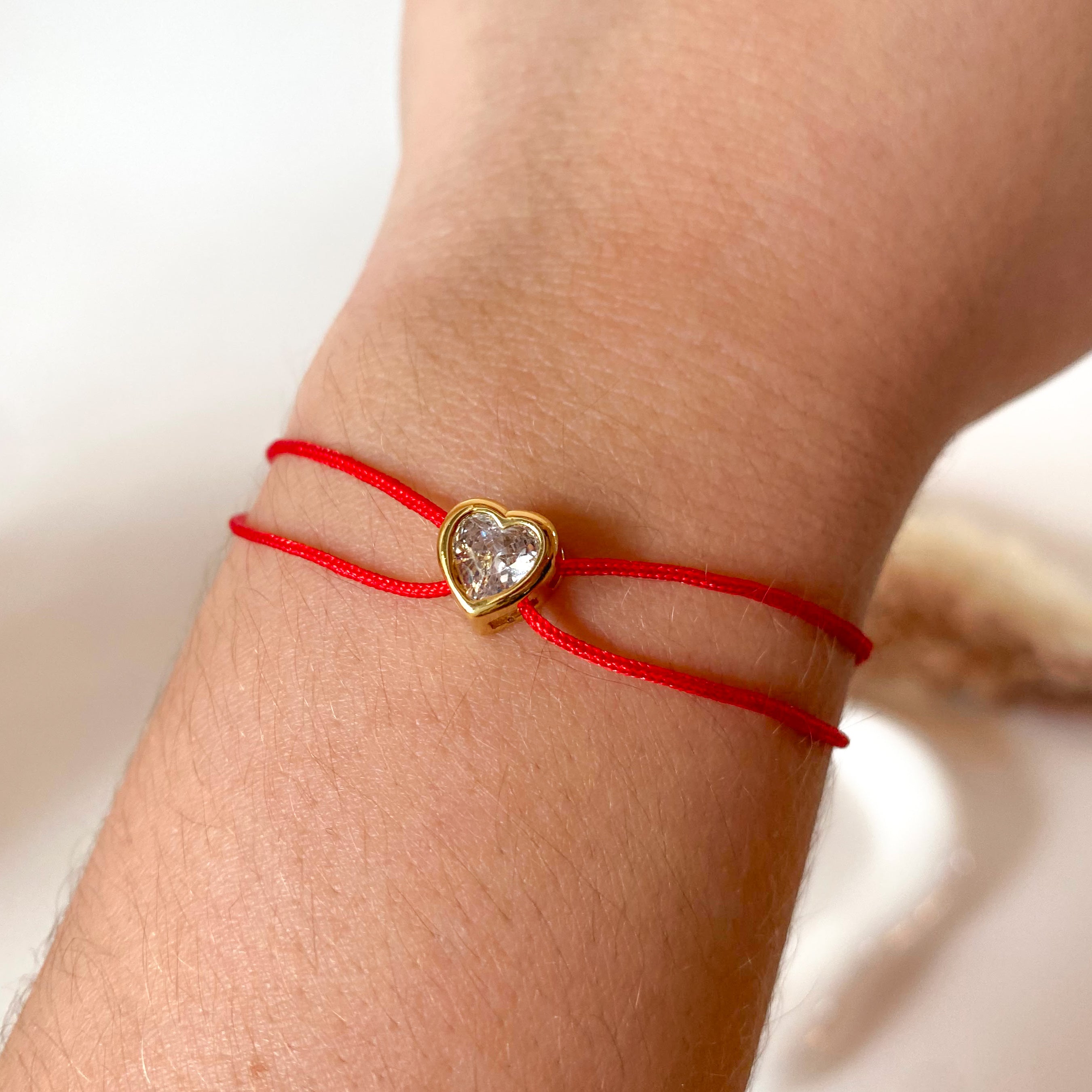 Black or Red Heart Crystal Thread Bracelets