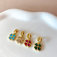 Blue, Clear, Pink and Green Different Clover Crystals Charms