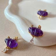 Cloud and Raindrop Amethyst Crystal Charm
