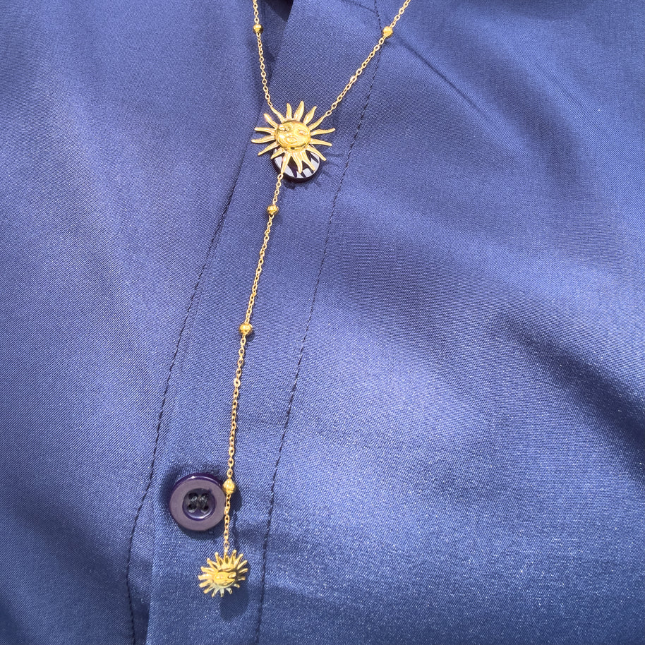 Golden Sun Y Style Chain Steel Necklace