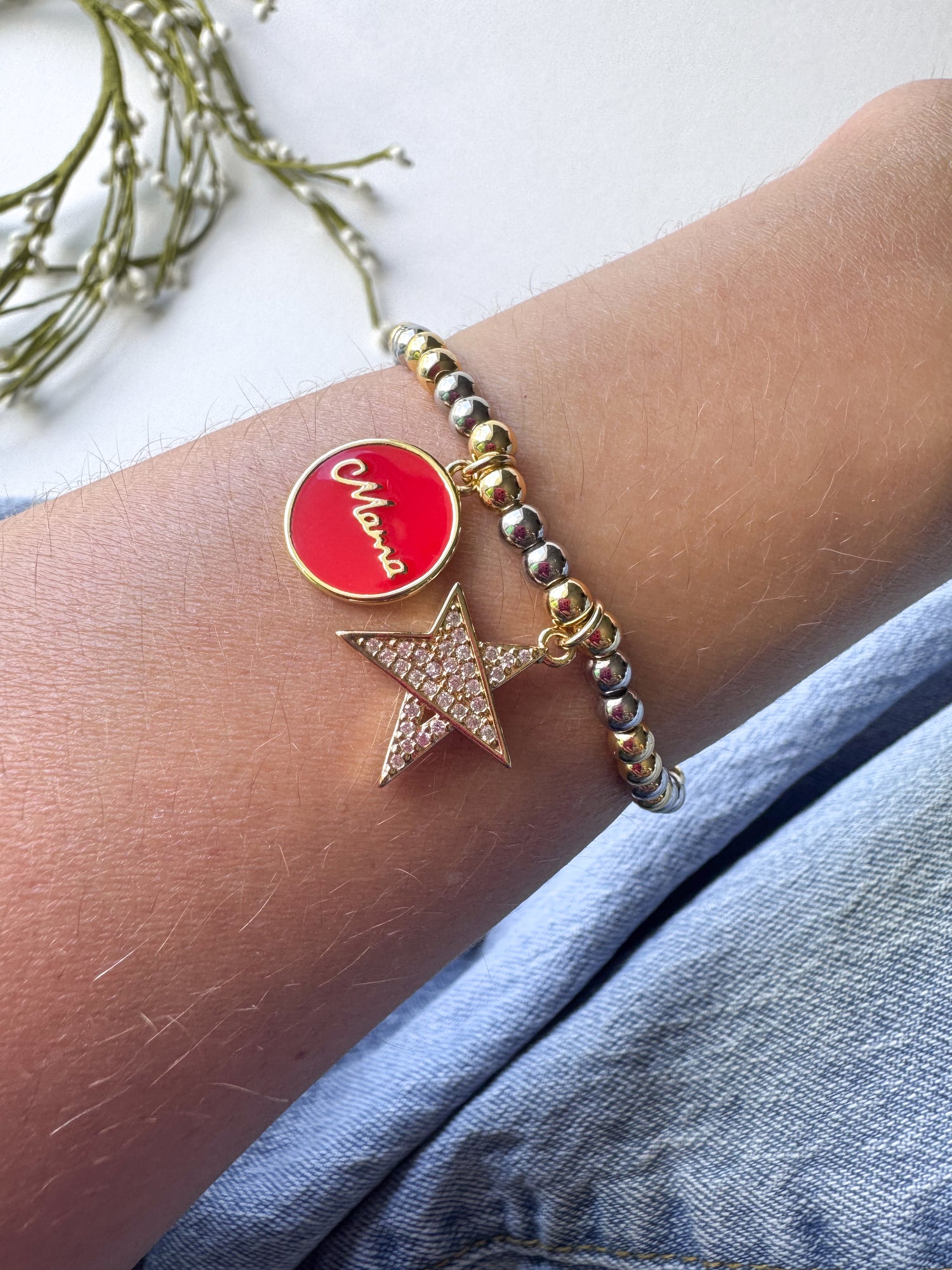 Red Mama & Big ⭐️ Elastic Bracelet