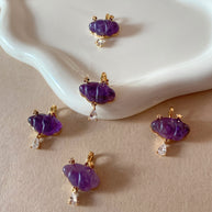 Cloud and Raindrop Amethyst Crystal Charm
