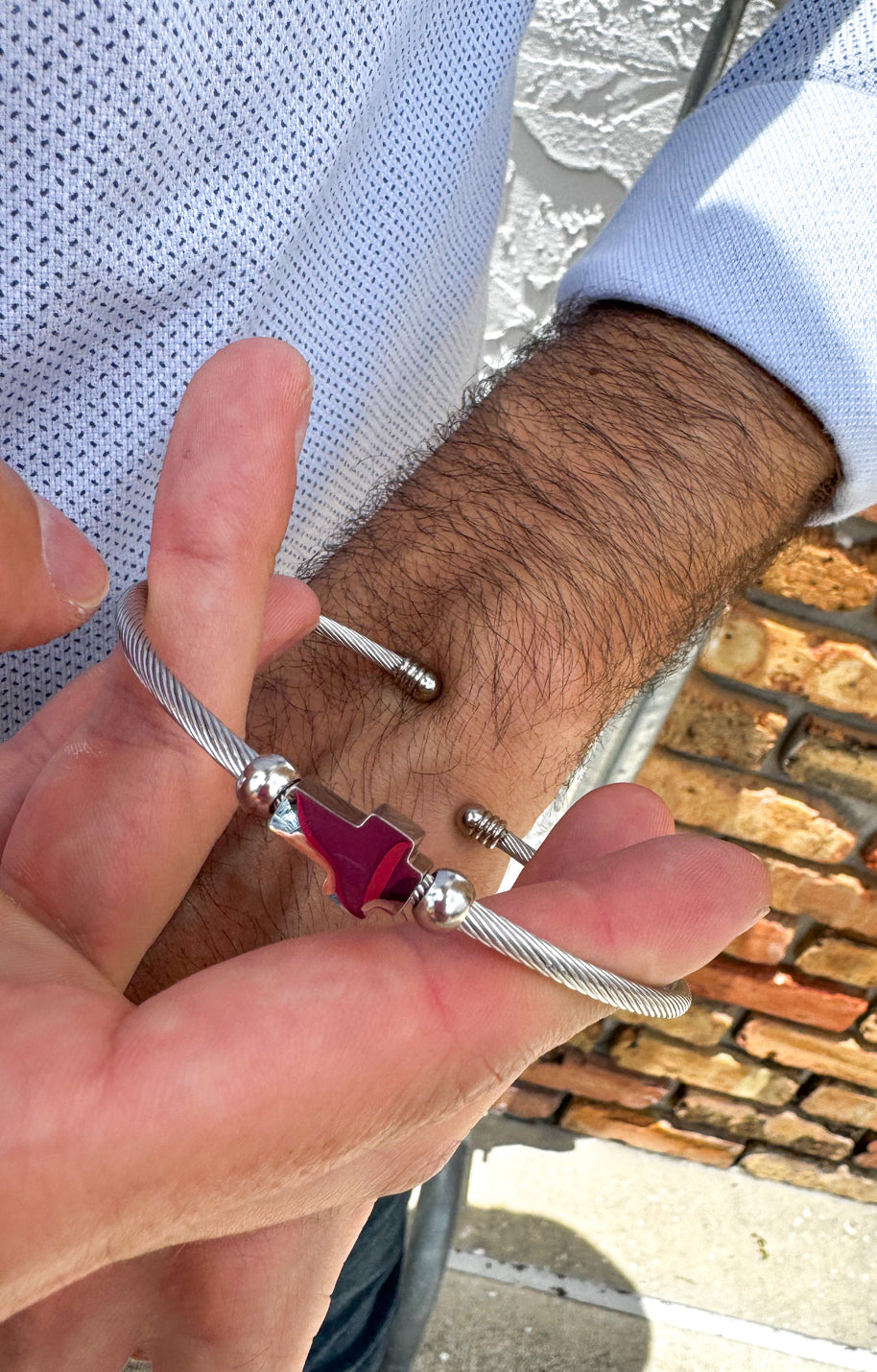 Silver Cross Men Bracelet