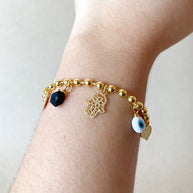 Azabache Multi Protection Charms Golden Bracelet