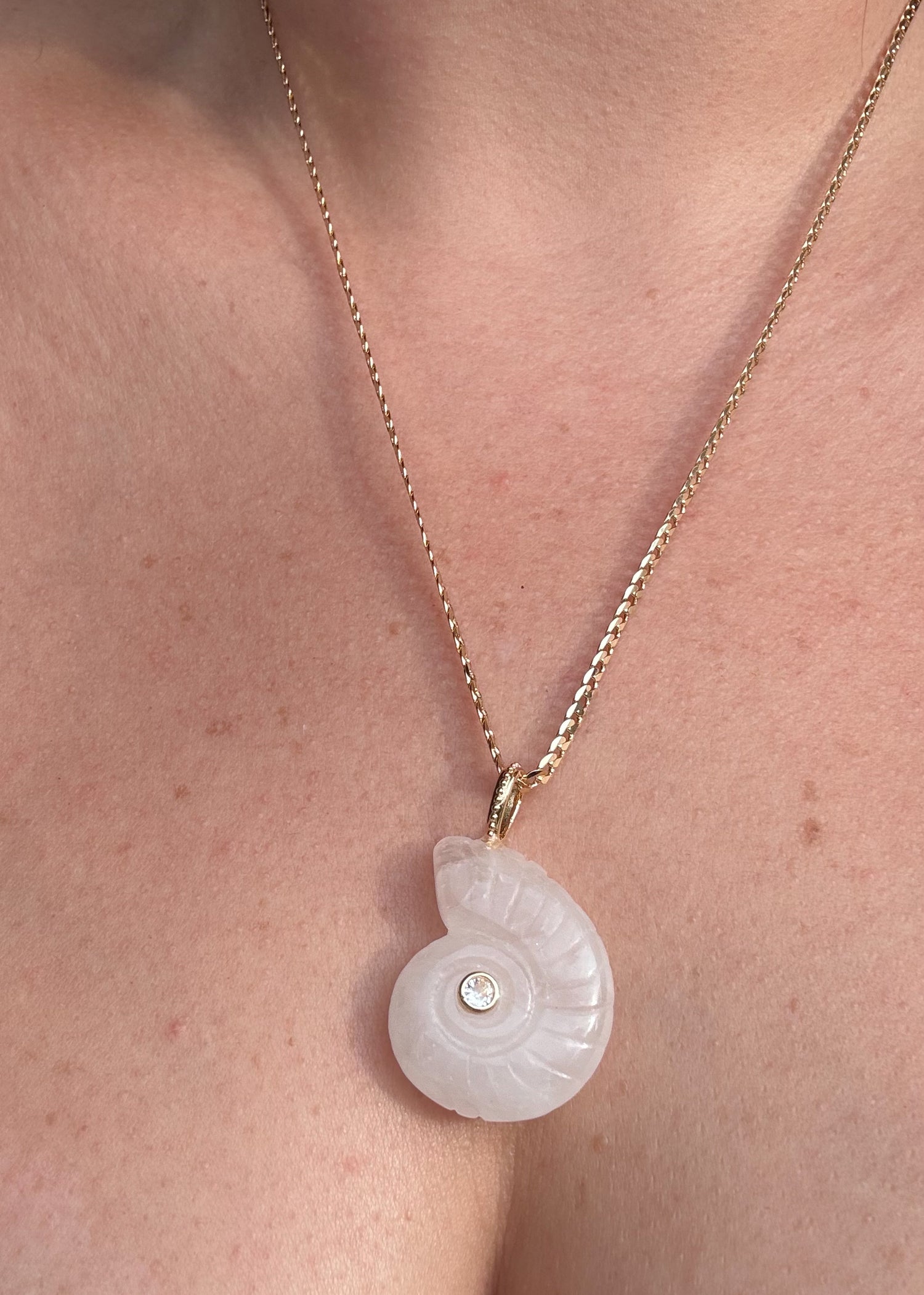 Shell Clear Quartz Charm Necklace