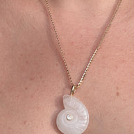 Shell Clear Quartz Charm Necklace