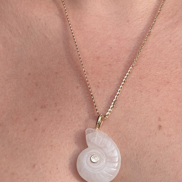 Shell Clear Quartz Charm Necklace