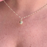 Singapure Chain 14k Solid Gold Necklace with little heart