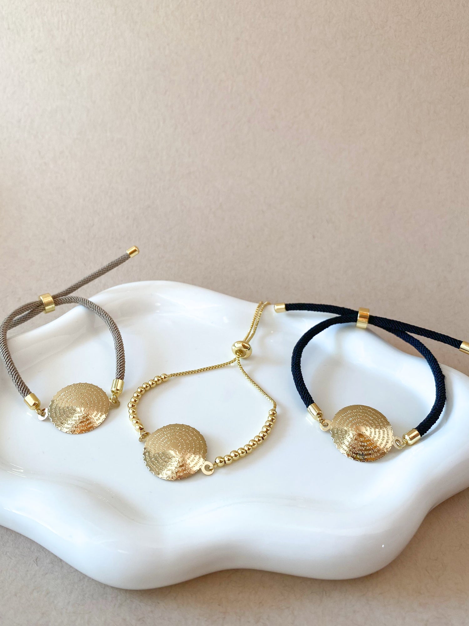 Our Father Golden, Gray and Black Adjustable Bracelet