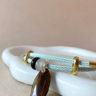 Fish and 2 Turkish Stone Tiger Eye Adjustable Bracelet