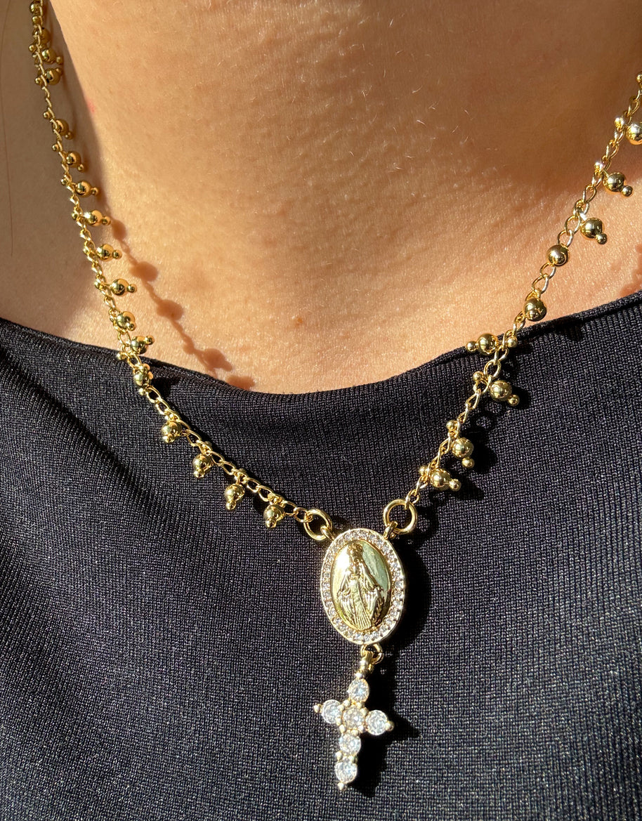 Cadena Virgen de la Milagrosa y Cruz