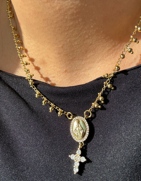 Cadena Virgen de la Milagrosa y Cruz