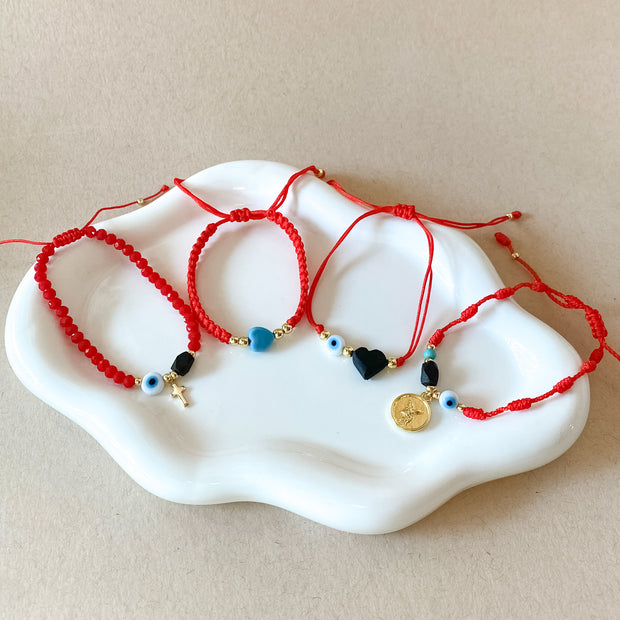 Variety of Red Threads Protection Charms Adjustable Bracelets