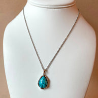 Silver Teardrop Turquoise Necklace