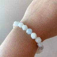 Clear & Baby Blue Gems Beads Elastic Bracelet