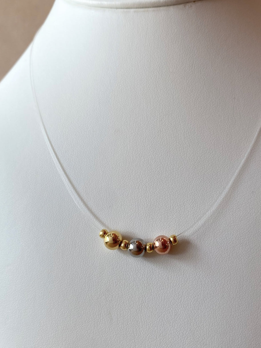 Little and Medium Balls 3 Gold Ghost Necklace