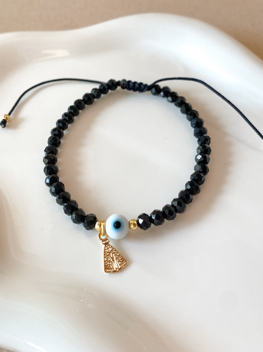 White, Red & Black 🧿 and Virgin of the Valley Thread Adjustable Bracelet