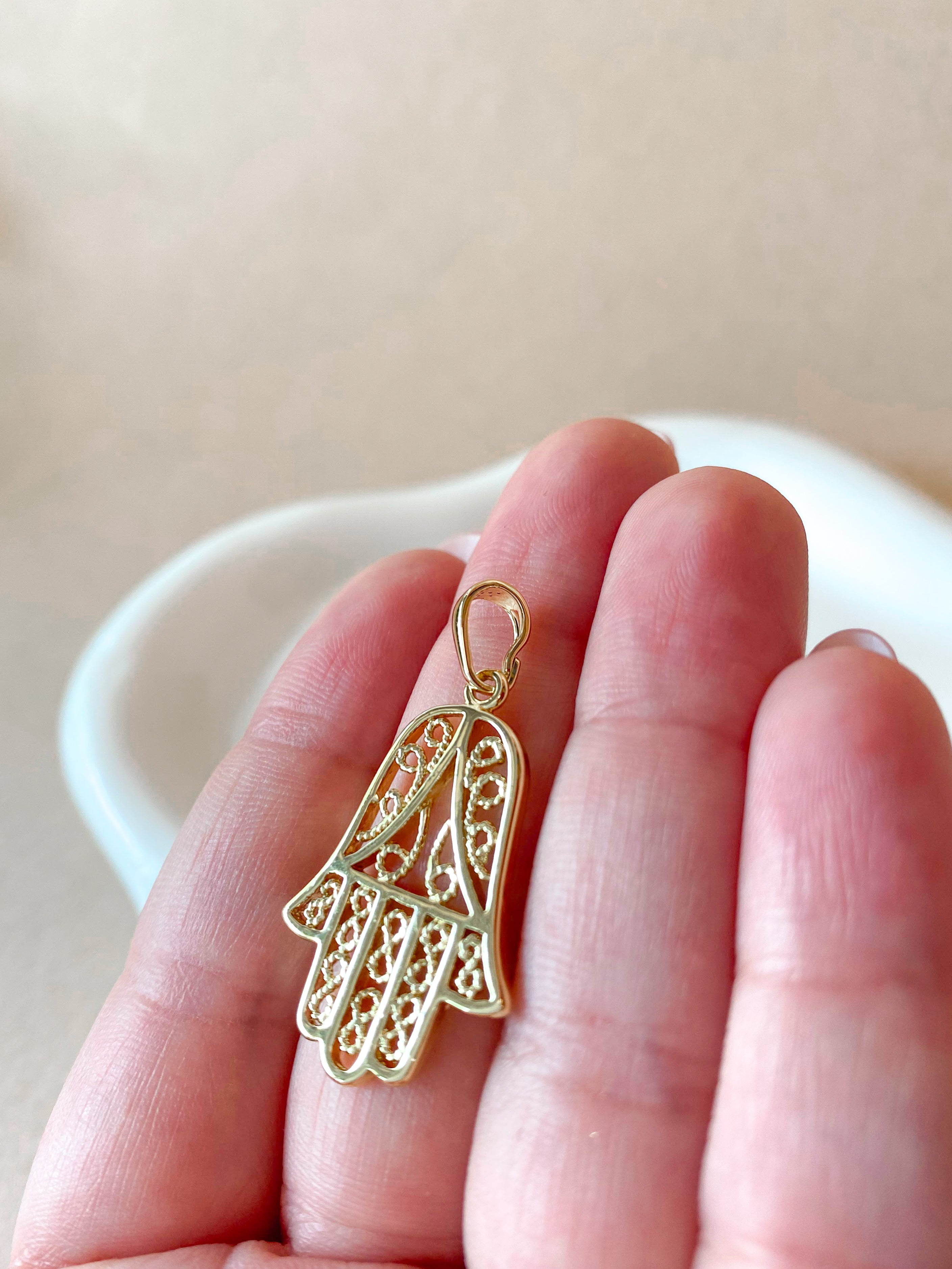 Big Hamsa Golden Style Charm