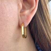 Oval Large Plain Golden Steel Hoops