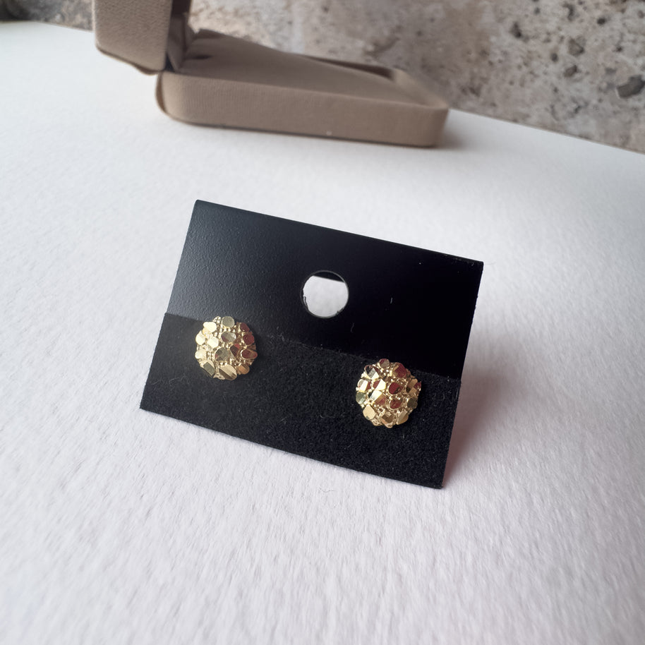 Nugget Style 10K Solid Italy Gold Earrings