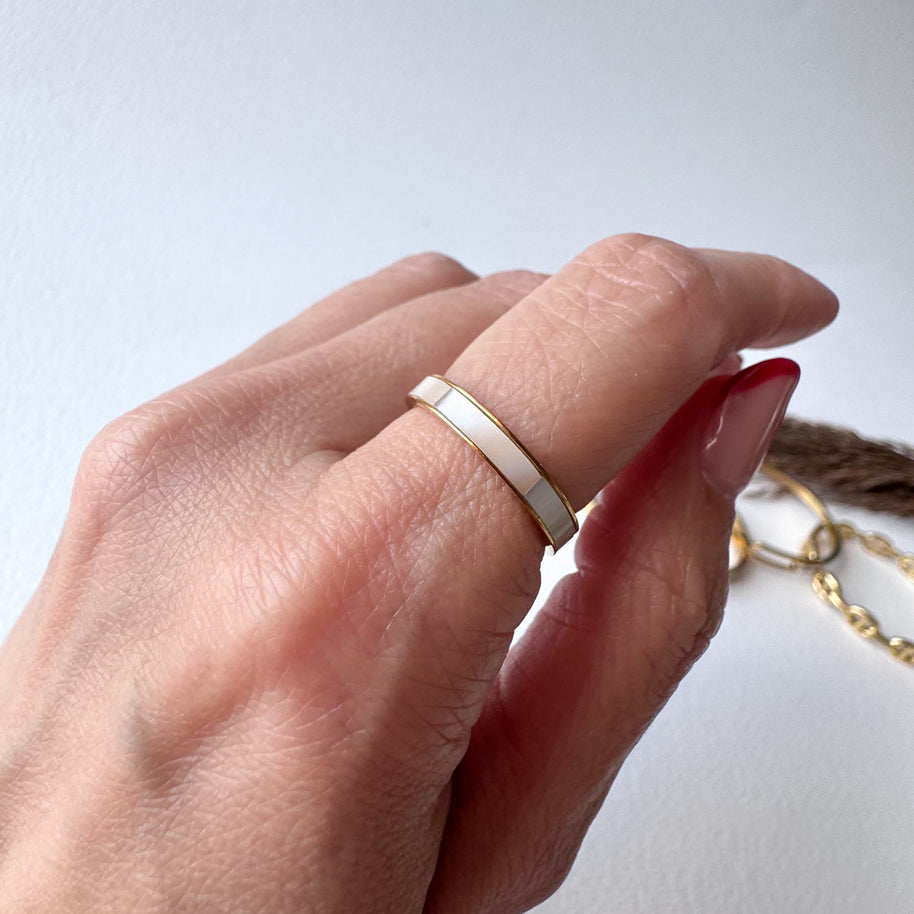 Classic Gold Mother of Pearl Steel Ring