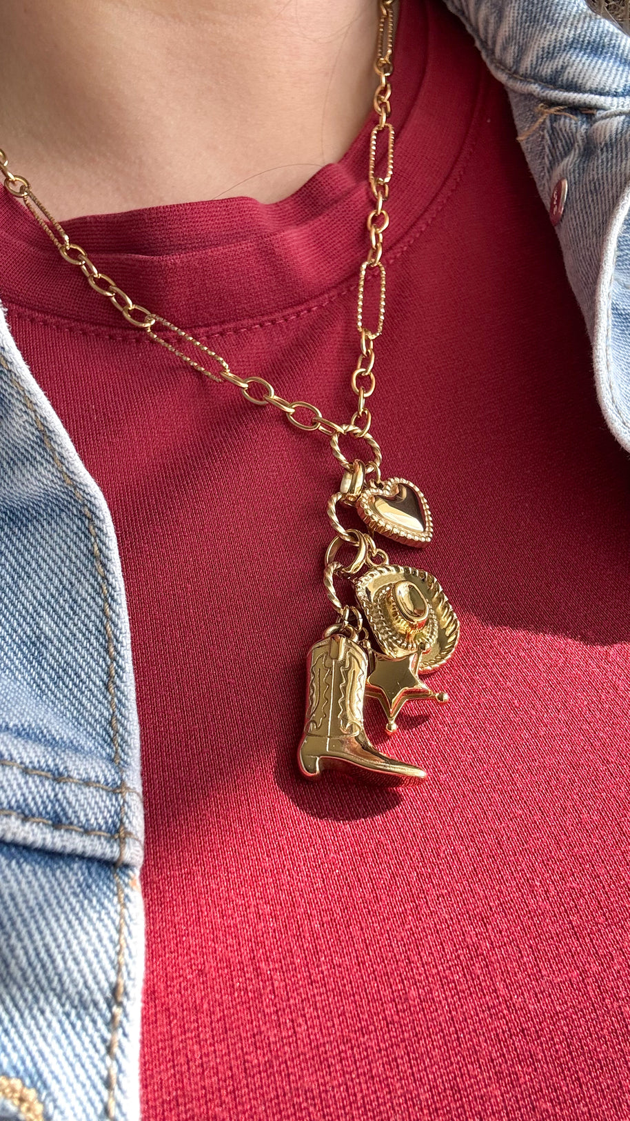 Cowboy Style Multi Charm Necklace