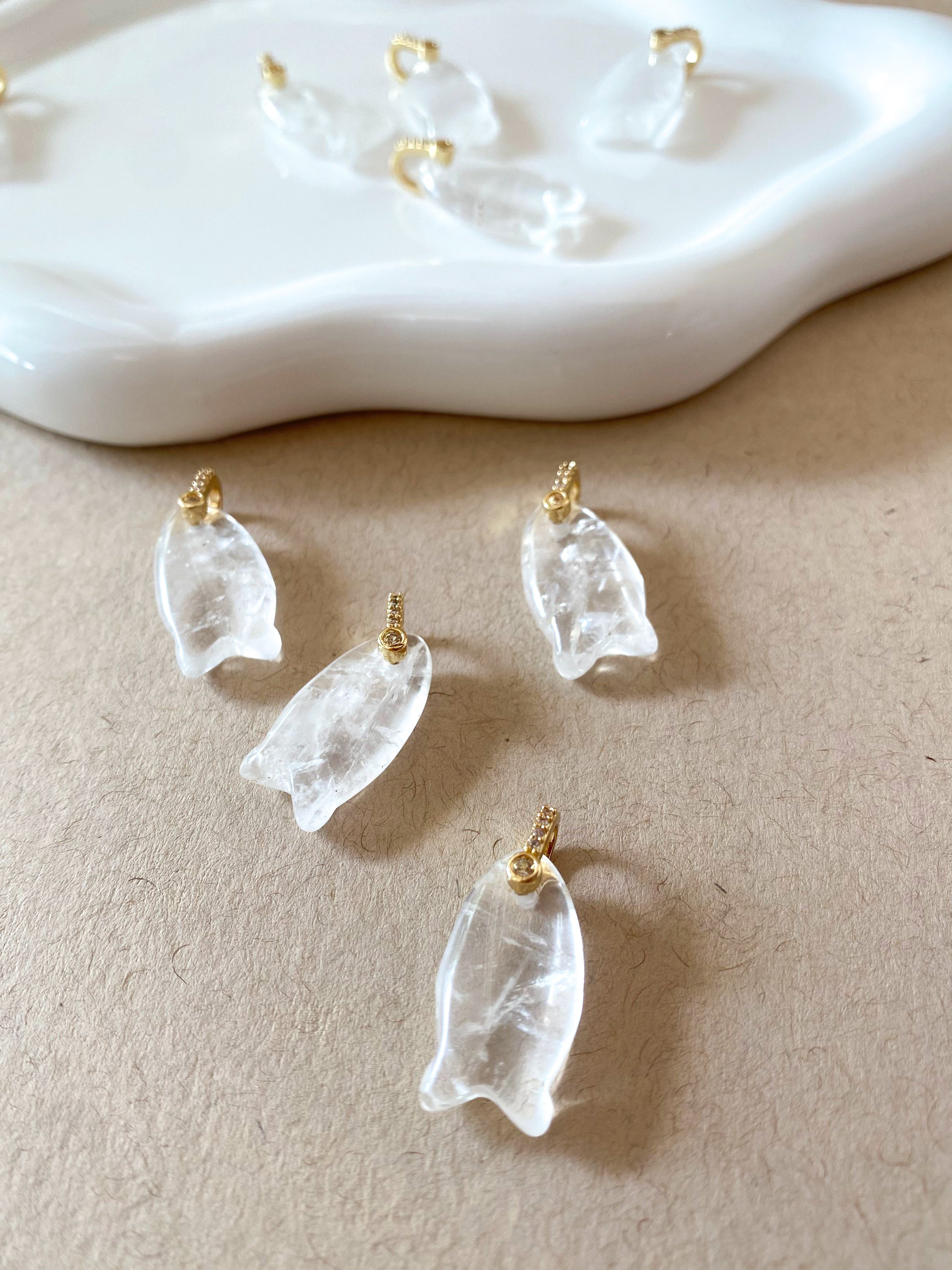 Clear Quartz Fish Charms