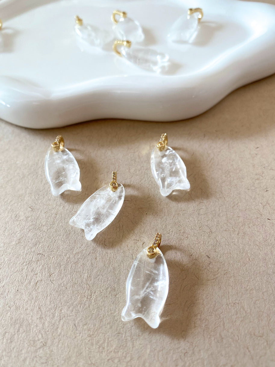 Clear Quartz Fish Charms