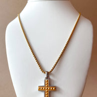 Golden & Silver Cross Large Men Necklace