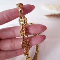 Puffed Mariner Style Steel Necklace
