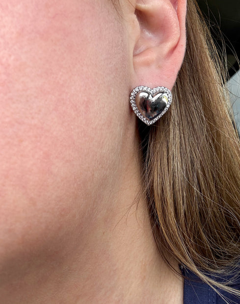Aretes Corazon Silver Cristales