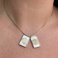 St Benedict Medal Scapular Mother of Pearl Adjustable Necklace