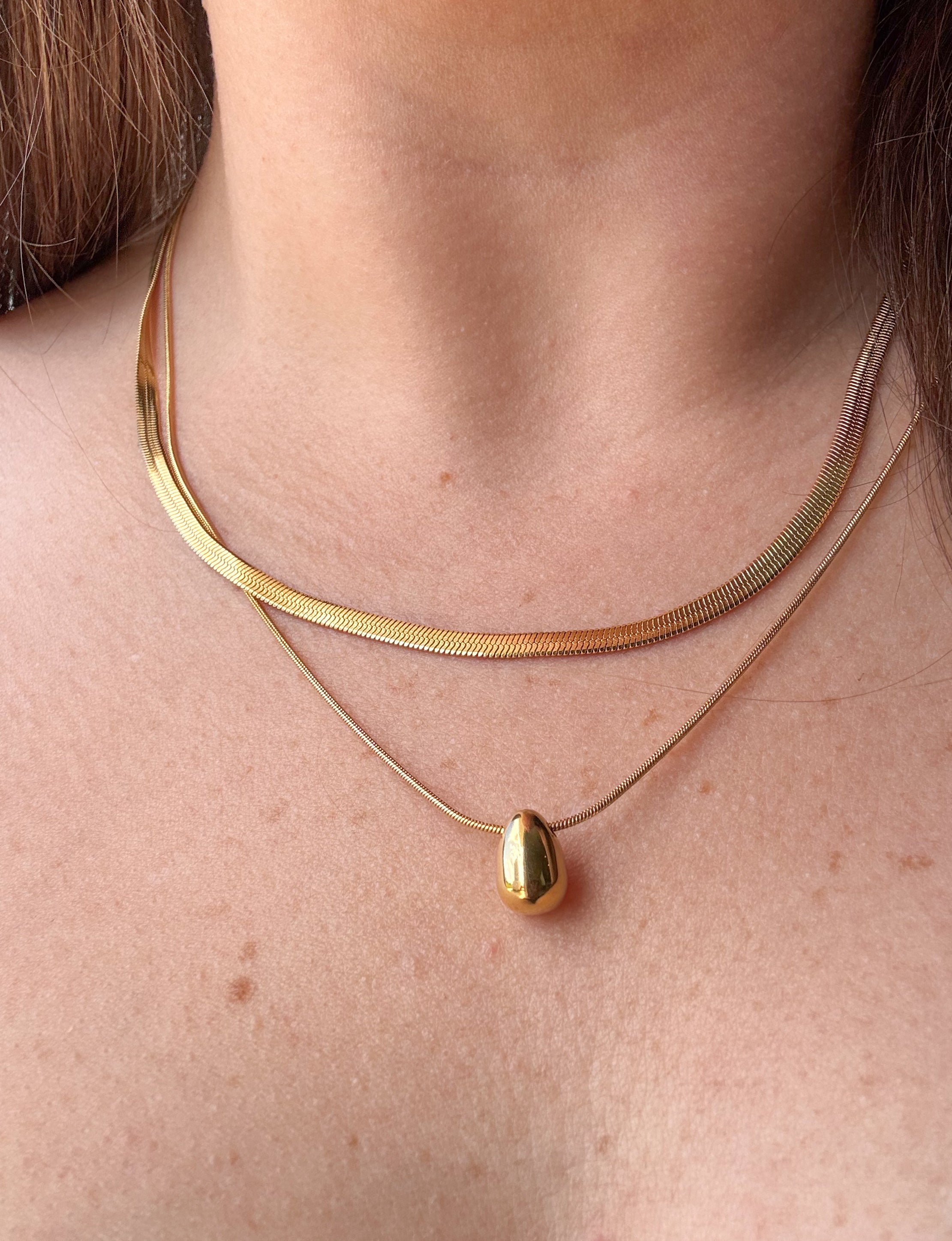 Gold Snake Style Double Chain Necklace