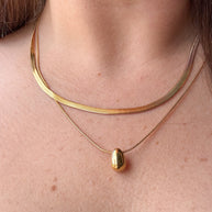 Gold Snake Style Double Chain Necklace