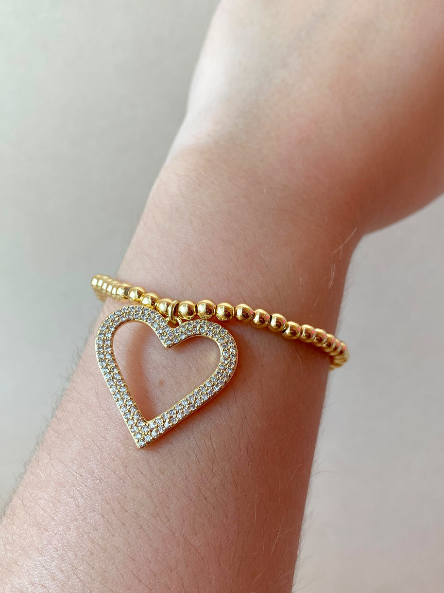 Big Crystal Silhouette Heart Elastic Bracelet