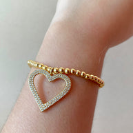 Big Crystal Silhouette Heart Elastic Bracelet