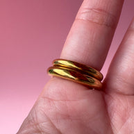 Anillo doble dorado plain acero