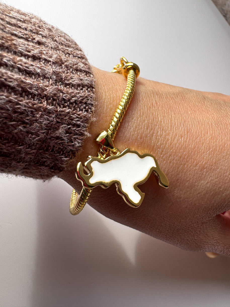 White Venezuela Map Style Charms Bracelet