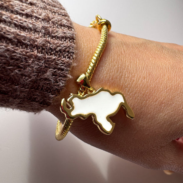 White Venezuela Map Style Charms Bracelet