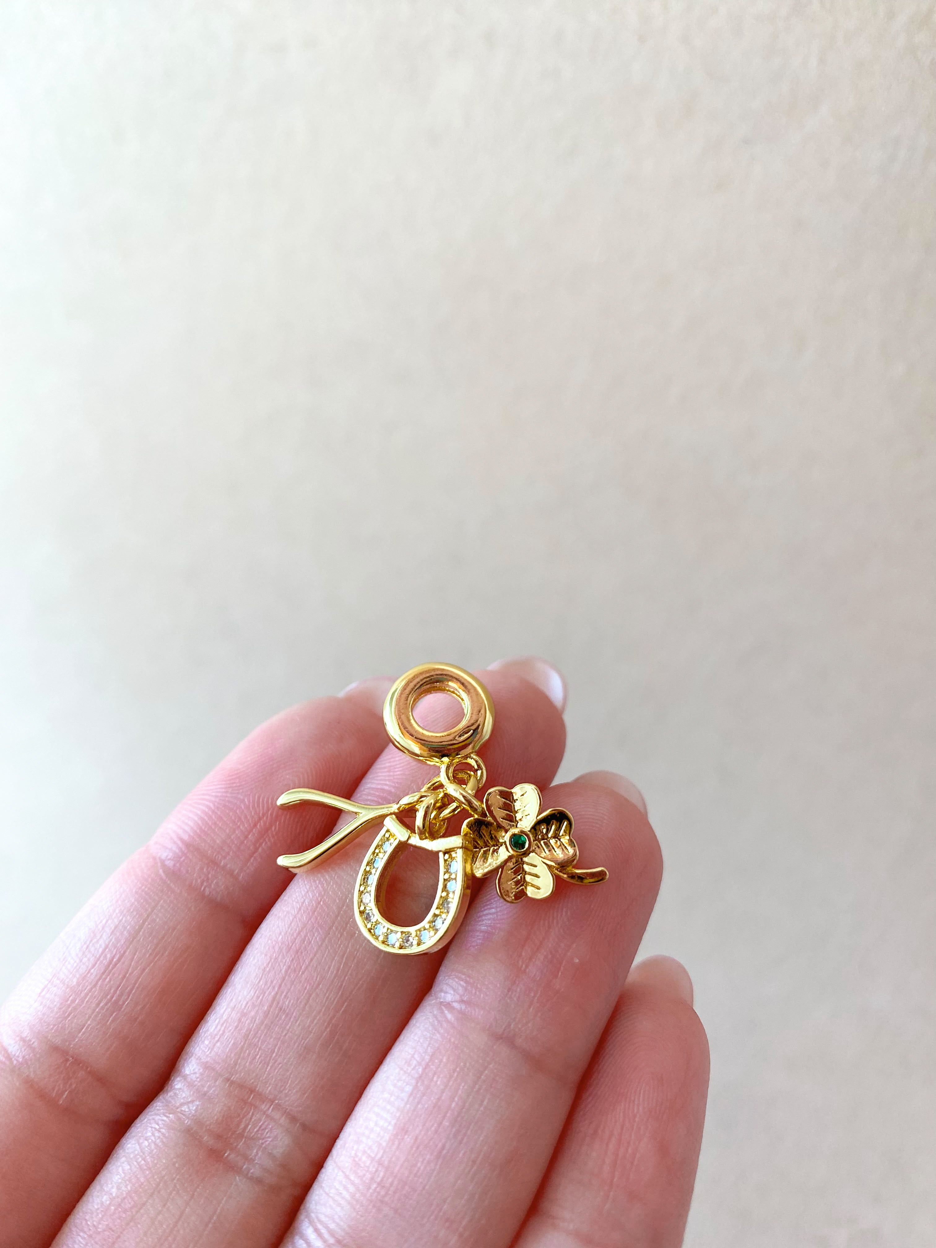 Lucky Trio Golden Charm