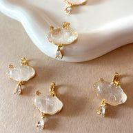 Cloud and Raindrop White Quartz Crystal Charm