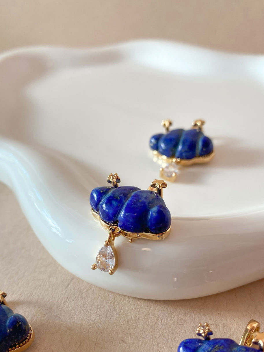 Cloud Lapislazuli and Raindrop Crystal Charm