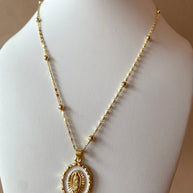 Guadalupe Virgin White Medal Necklace
