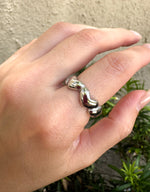 Load image into Gallery viewer, Stainless Steel Ring with Silver Hearts
