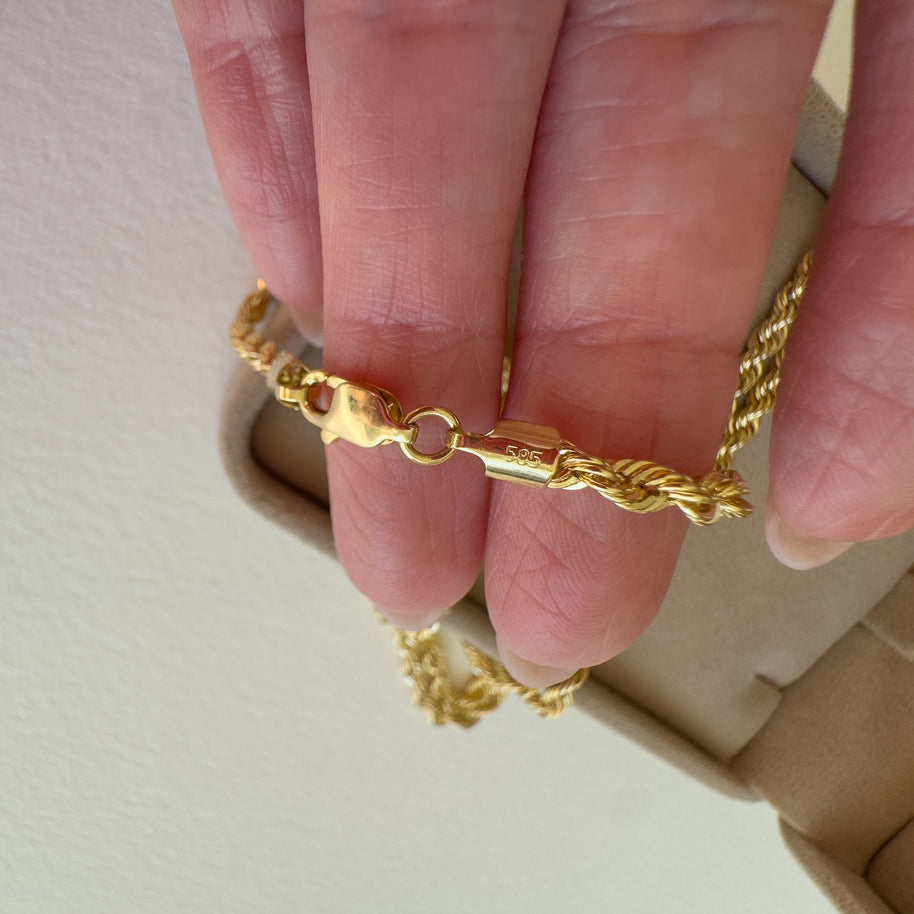Men's Rope Classic Chain 14K Solid Gold Necklace